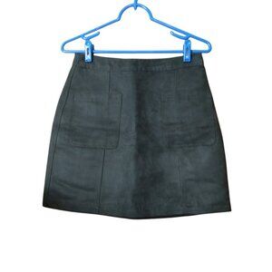 Old Navy Faux Suede Green Zip Back Mini Skirt A-Line Pockets Size 2
